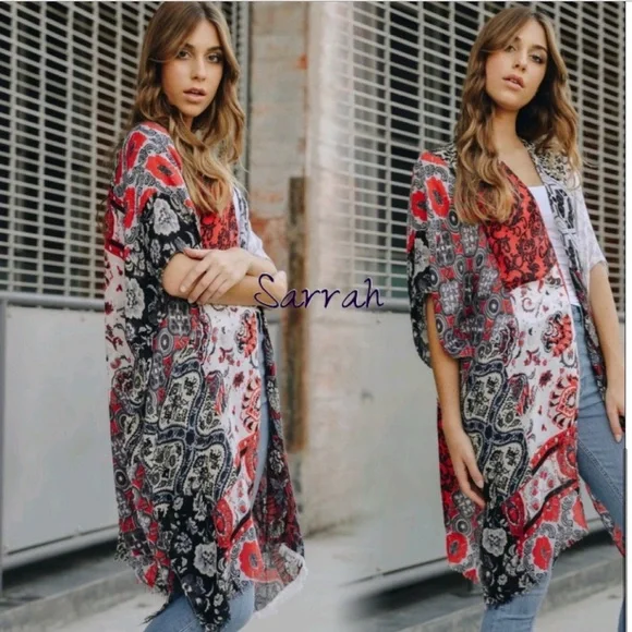 LAST 1 then sold out Boho Floral Patchwork Kimono Cardigan Wrap - Picture 2 of 7
